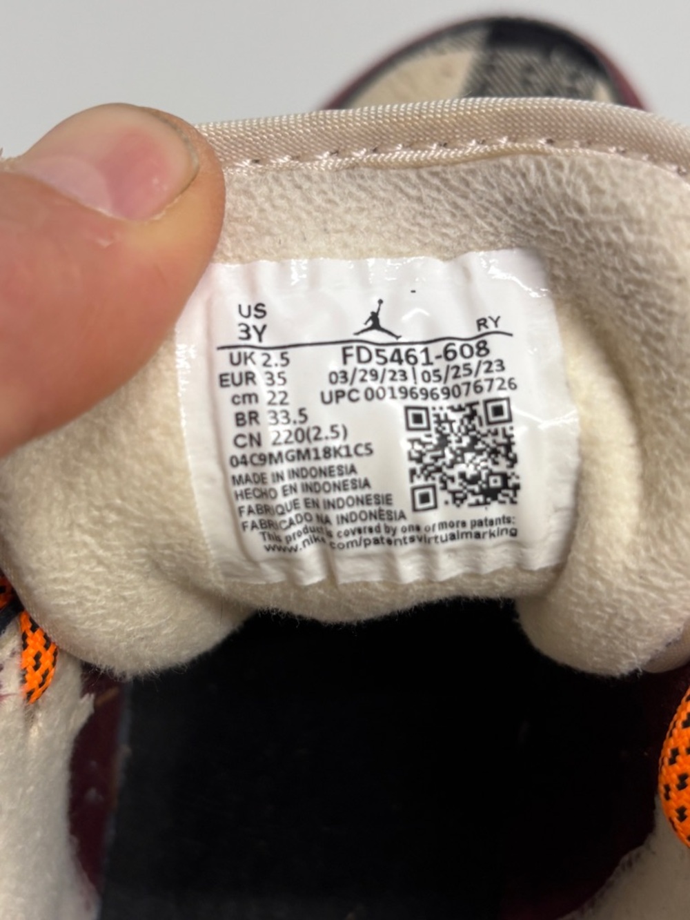 Nike Air Jordan 1 Mid GS Plaid Orange FD5461-608 Youth 3Y Burgundy Wool Sneaker - Picture 13 of 13